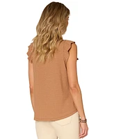 Democracy Petite Striped Flutter-Sleeve Top