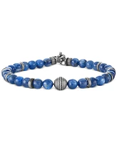 Esquire Men's Jewelry Kyanite & Diamond (1/10 ct. t.w.) Bead Bracelet in Sterling Silver, Exclusively at Macy's