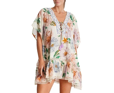 La Moda Clothing Women's Serena Bloom Embroidered Kaftan