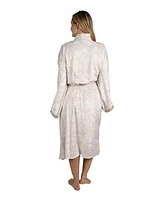 Tahari Women's Velour Kimono Robe with Flowy Bell Sleeves Satin Trim and Tie Front