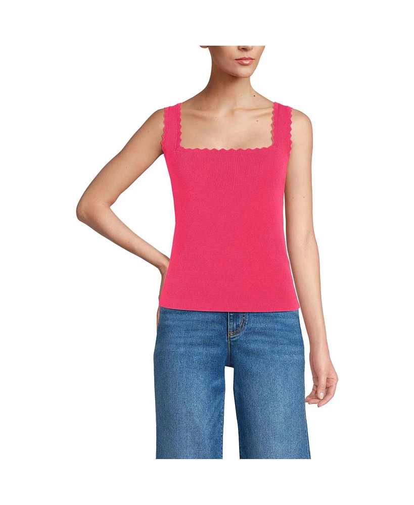 Lands' End Women's High Retention Square Neck Tank Sweater - Set Top