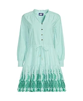 Lands' End Women's Long Sleeve Eyelet Mini Popover Dress