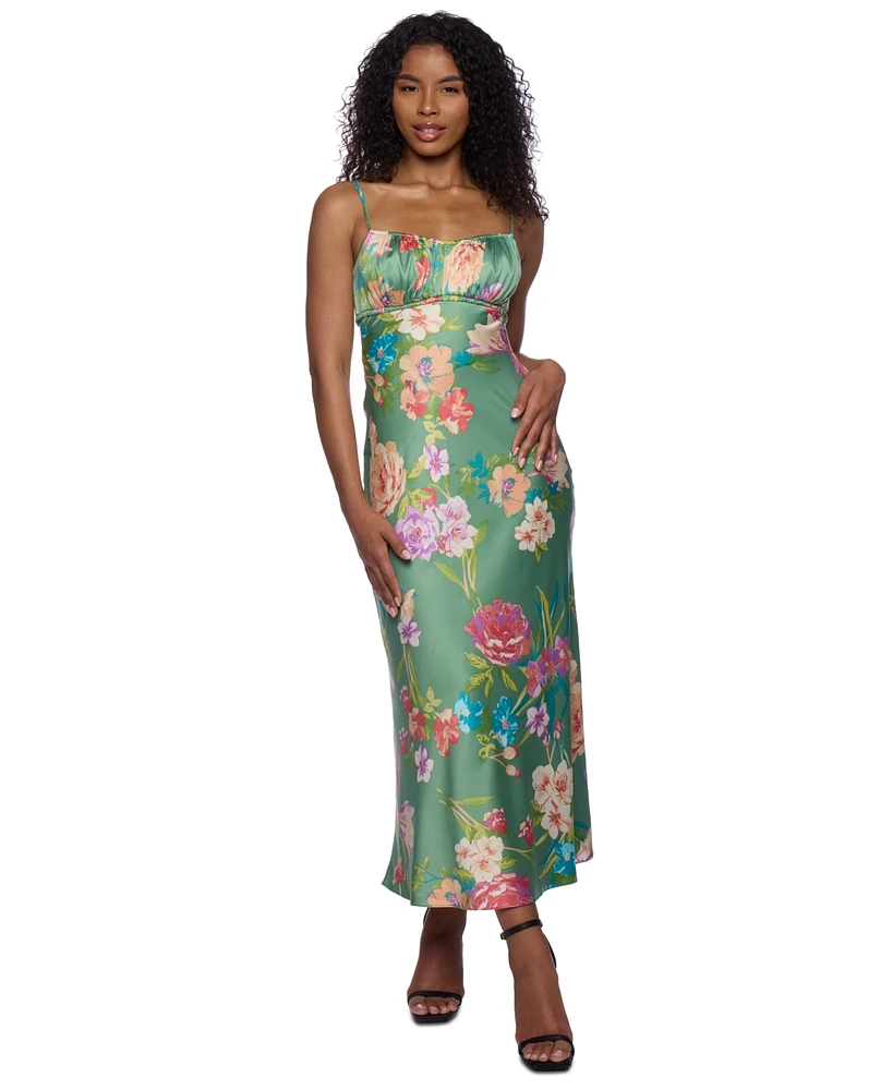 B Darlin Junior's Emma Satin Strappy-Back Midi Dress