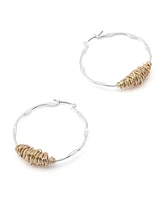 Robert Lee Morris Soho Two Tone Wire Wrapped Sculpted Hoop Earrings