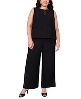 Vince Camuto Plus Embroidered Crewneck Sleeveless Top