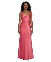 Alex & Sophia Juniors' Cowlneck Shoulder-Tie Gown