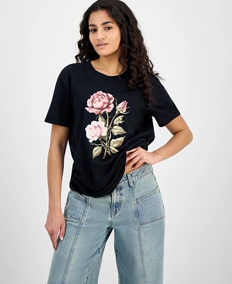 Self Esteem Juniors' Floral Boyfriend T-Shirt