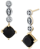 Onyx & Diamond Accent Square Drop Earrings in 10k Gold