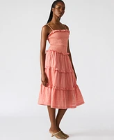 Steve Madden Women's Nash Smocked Tiered Midi Dress