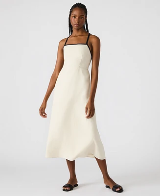 Steve Madden Women's Riyan Tipped Apron-Neck Midi Dress
