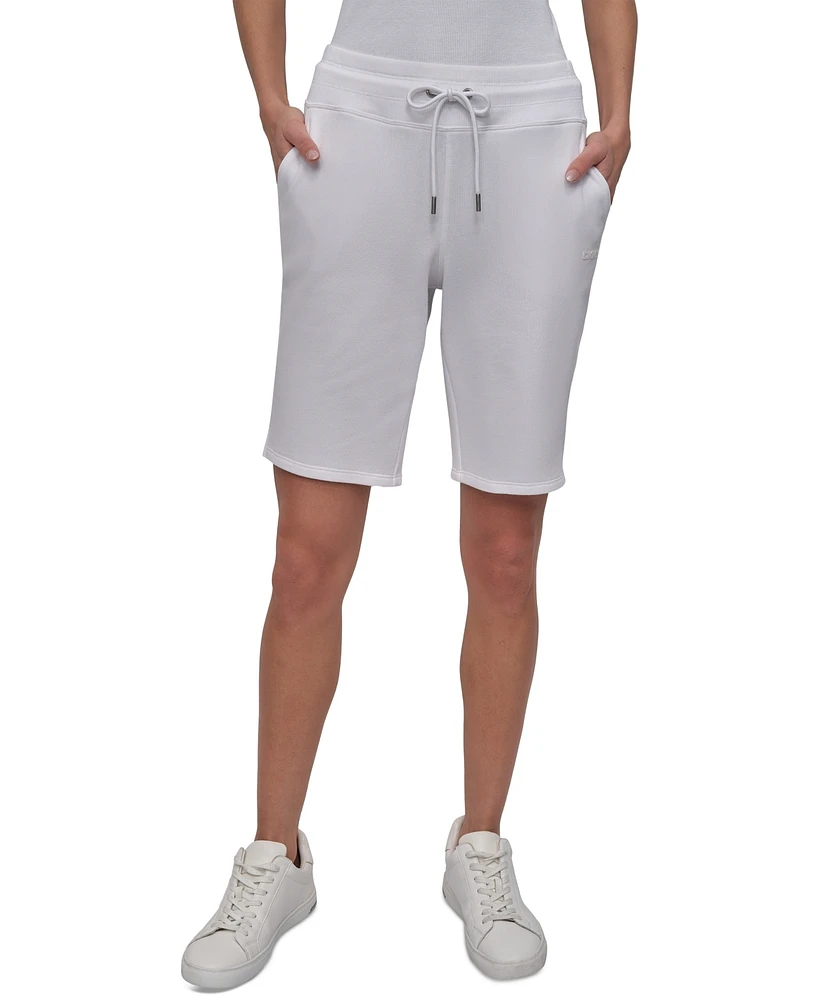 Dkny Sport Women's Cotton Logo Pull-On 10" Bermuda Shorts