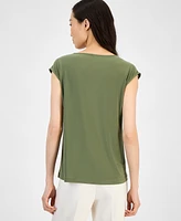 Anne Klein Petite V-Neck Sleeveless Extended-Shoulder Top