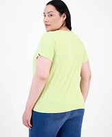 I.n.c. International Concepts Plus V-Neck Ribbed Knit Top, Exclusively at Macy's