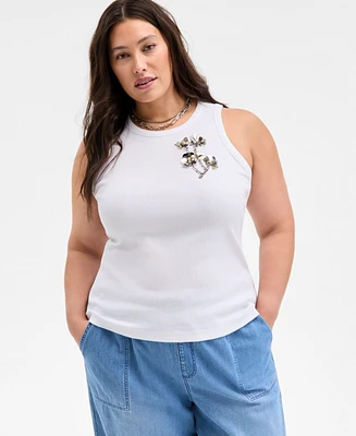 On 34th Trendy Plus Embellished Crewneck Sleeveless Top, Exclusively at Macy's