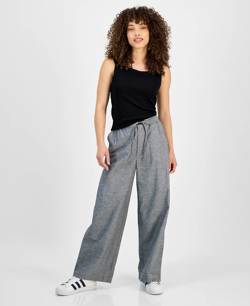 and Now This Petite Cotton Linen Drawstring Cargo Pants, Exclusively at Macy's