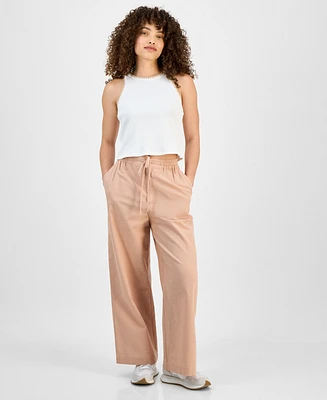 and Now This Petite Cotton Linen Drawstring Cargo Pants, Exclusively at Macy's