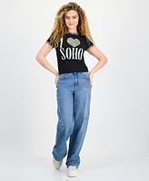 Rebellious One Juniors' Animal-Print Contrast-Trim Top