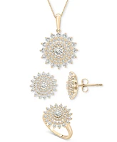 Wrapped in Love Diamond Flower Cluster Pendant Necklace (1 ct. t.w.) in 14k Gold, 18" + 2" extender, Exclusively at Macy's