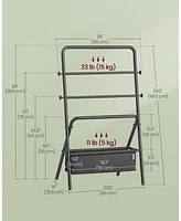 Freestanding Towel Rack Foldable Blanket Holder with and 4 Hooks for Home Organization