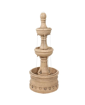 Cyprus 39" H 3-Tier Outdoor Water Fountain - Polyresin Feature for the Patio, Garden, or Yard Gray