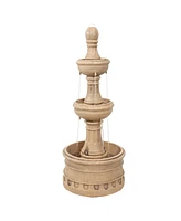 Cyprus 39" H 3-Tier Outdoor Water Fountain - Polyresin Feature for the Patio, Garden, or Yard Gray