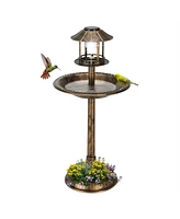 Outdoor Garden Birdbath with Solar Light for Illuminated Decor