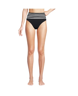 Lands' End Women's Smoothing High Waisted Bikini Bottom with Piping