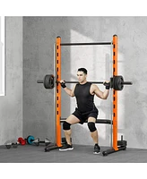 Soozier Adjustable Squat Rack with Pull Up Bar and Barbell Bench Press