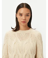 Gobi Cashmere Women's Ajour-Knit Cashmere Crew-Neck Sweater