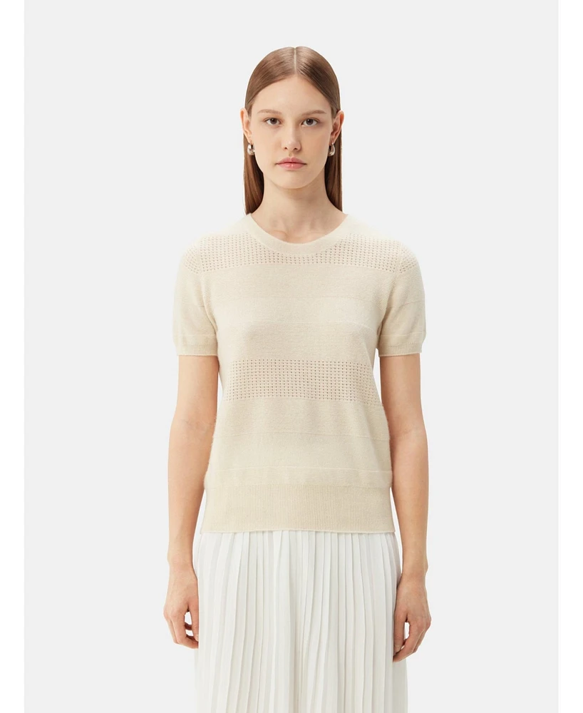 Gobi Cashmere Women's Short-sleeved Cashmere Crewneck Top