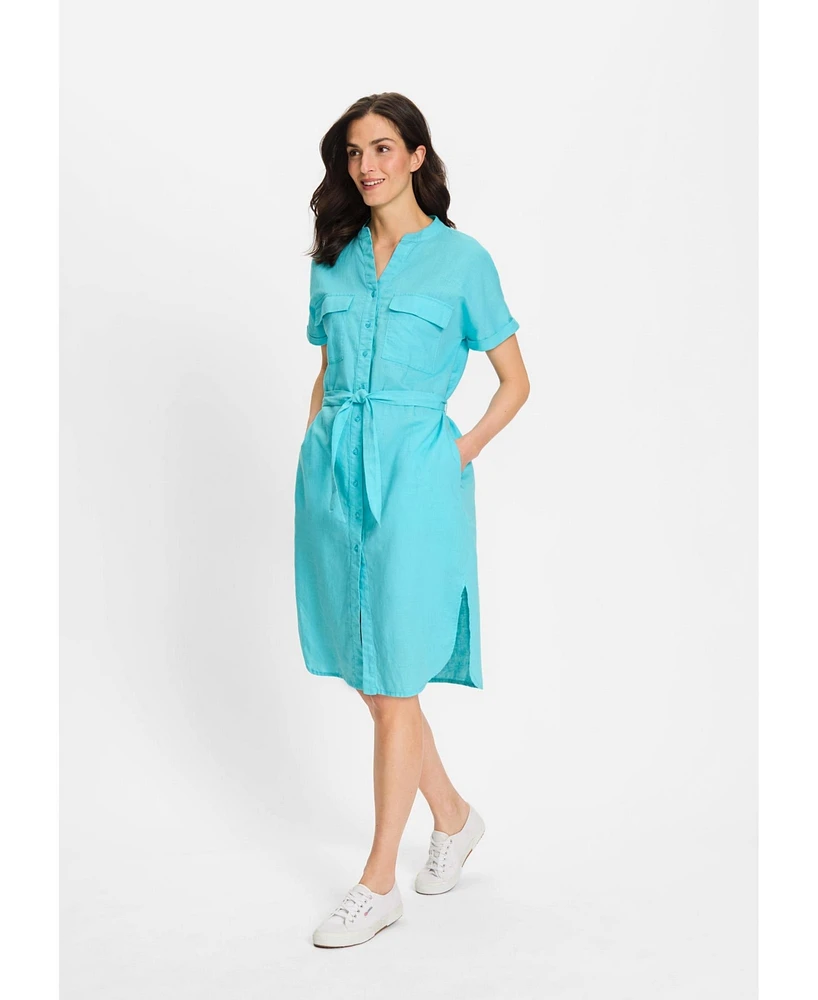 Olsen Women's Linen Blend Tunic Shirt Dress
