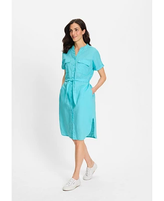 Olsen Women's Linen Blend Tunic Shirt Dress