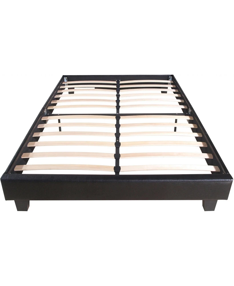 Solid & Manufactured Wood Bed Frame – Faux Leather Upholstered Headboard