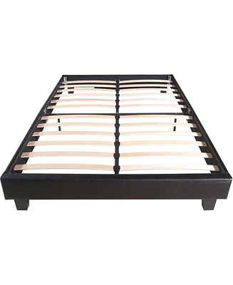 Solid & Manufactured Wood Bed Frame – Faux Leather Upholstered Headboard