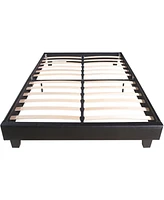 Solid & Manufactured Wood Bed Frame – Faux Leather Upholstered Headboard