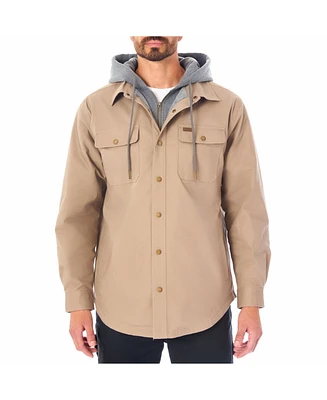 Smith's Workwear Men's Sherpa-Lined Hooded Stretch-Canvas Snap Shirt-Jacket
