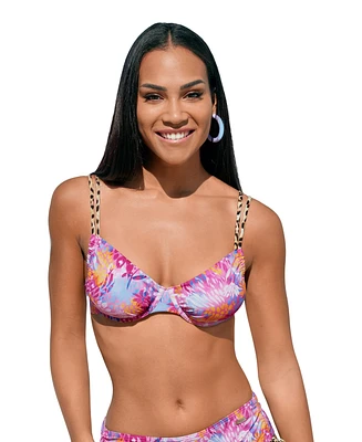 Lascana Women's Leopard Cheetah Floral Underwire Bikini Swimsuit Top
