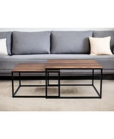 Solid Wood and Iron Square Coffee Table for Modern Living Room Decor