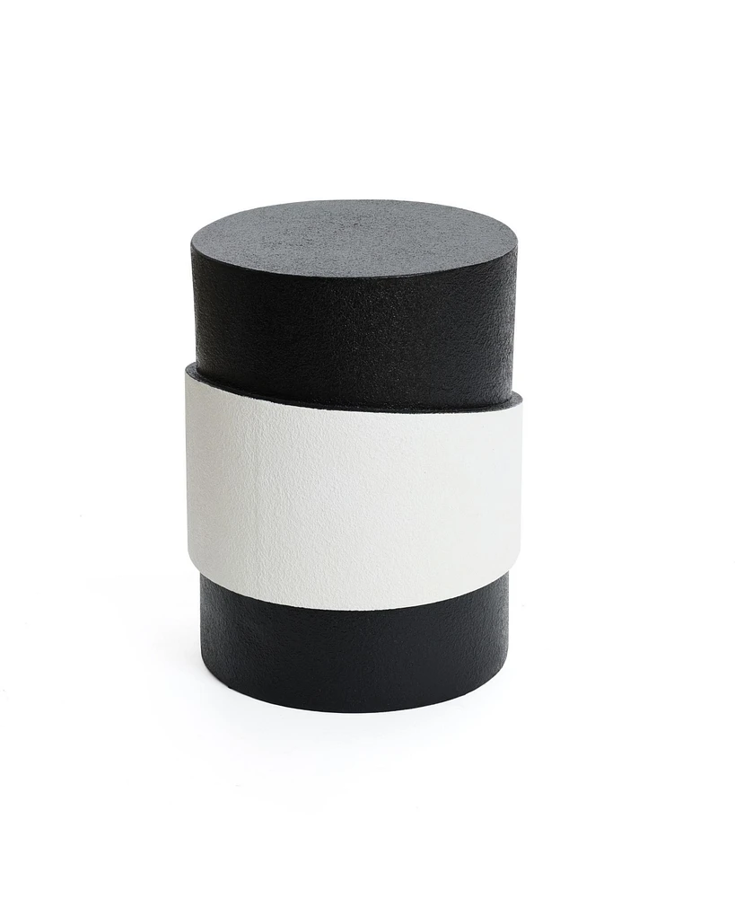 LuxenHome Modern Black and White Metal Round Side Table