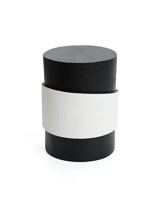 LuxenHome Modern Black and White Metal Round Side Table