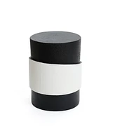 LuxenHome Modern Black and White Metal Round Side Table