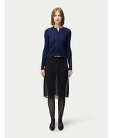 Gobi Cashmere Women's Hidden Button-Front Silk Cardigan
