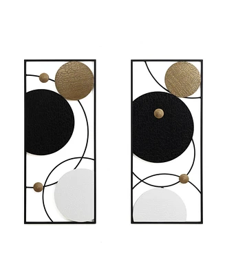 LuxenHome 2-Piece Black, White, and Gold Modern Abstract Wall Decor Set