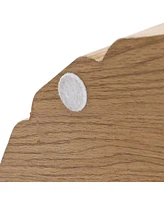 LuxenHome Wood Grain Manufactured Wood 18.9-Inch Tall Round End and Side Table with Faux Marble Top