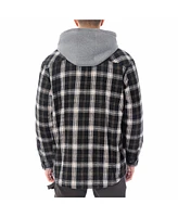 Smith's Workwear Men's Sherpa-Lined Hooded Flannel Shirt-Jacket with Inset