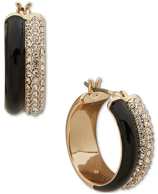 Karl Lagerfeld Paris Gold-Tone Small Pave & Color Double-Row Hoop Earrings, 0.7"