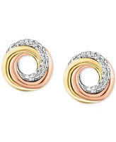 Lali Jewels Diamond Swirl Knot Stud Earrings (1/6 ct. t.w.) in 14k Tricolor Gold