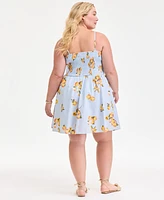 On 34th Plus Cotton Kumquat Smocked-Back Mini Dress, Exclusively at Macy's