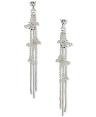 lonna & lilly Silver-Tone Crystal Butterfly Chain Linear Earrings
