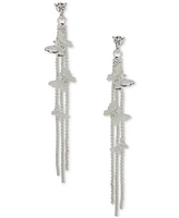 lonna & lilly Silver-Tone Crystal Butterfly Chain Linear Earrings